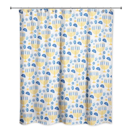 Hanukkah Menorah Pattern Shower Curtain